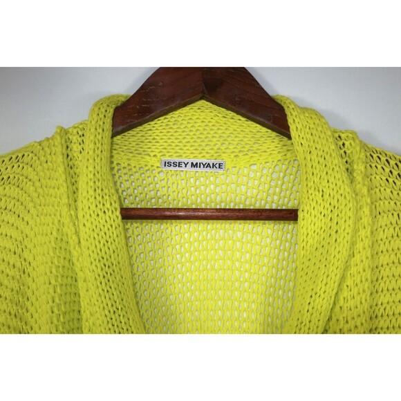 Issey Miyake Knit Cardigan Sweater Belt Women's M Green Yellow Ombre Mesh Duster - Picture 7 of 11